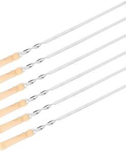Impact-resistant Bbq Tools 6pcs Skewers Wood Handle for Outdoor Grilling