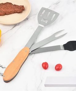 BBQ Stainless Steel Grill Fork Oil Brush Frying Shovel Combination Grill 2