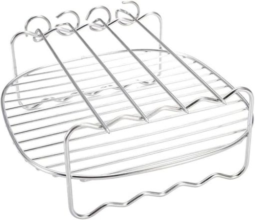 BBQ Rack Skewer Barbecue Grill Baking Tray Rack for Air Fryer Double-Deck Home Replacement Barbecue