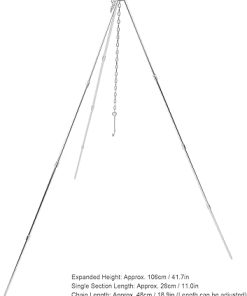 BBQ Accessories 4 Section Campfire Tripod Portable Aluminum Alloy Hanging Pot Tripod for Outdoor for Picnics and Camping Gifts for Dad Gifts 2