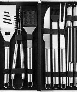 10pc BBQ Grill Accessories Set with - The Very Best Grill Gift on Birthday Wedding - Heavy Duty Stainless Steel Grill Utensils with Non-Slip Handle in Aluminum Case