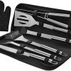 3 Pcs Stainless Steel Barbecue Tools Set – Barbecue Utensils Kit/Grill Cooking Tools – Portable BBQ Accessories with Sturdy Storage Box – Ideal BBQ Set Gifts on for Men W 3
