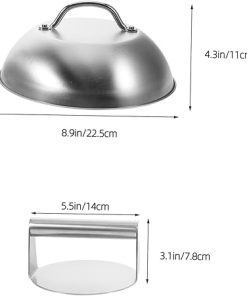 Burger Press for Flat Top Grill Grilling Set with Basting Cover Stainless Steel Griddle Accessories Kit 2