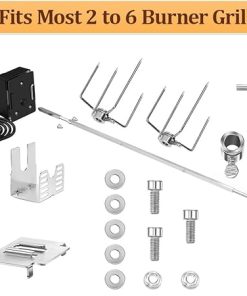 Grill Rotisserie Kit, Stainless Steel BBQ Rotisserie Kit, with Electric Barbecue Motor, for Pig Rotisserie Hog Lamb Outdoor Party Campfire 2