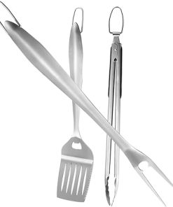 Outdoor Barbecue Tool Set 1 Set of Stainless Steel Grill Utensils Tongs Fork Shovel Easy to Carry for Occasions