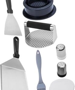 1set Stainless Steel BBQ Tool Grill Accessories Burger Press Cooking Spatula for Outdoor Grilling Camping and BBQ Enthusiasts Easy to Store