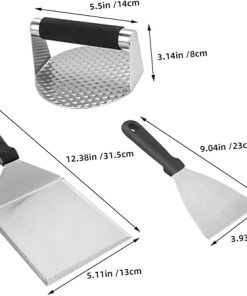 1set Stainless Steel BBQ Tool Grill Accessories Burger Press Cooking Spatula for Outdoor Grilling Camping and BBQ Enthusiasts Easy to Store 2