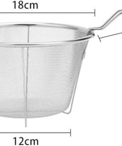 Fried basket, Stainless Steel Strainer Frying Basket Utility Folding Frying Basket Strainer Kitchen Tools(L) 2