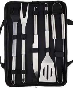 BBQ Accessories Tools Set-5 Pcs Includes Stainless Steel Roasting Fork Roasting Shovel Roasting Clip Oil Brush, Grilling Accessories Kit for Home BBQ, Camping, Kitchen