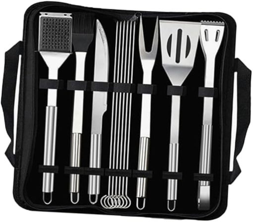 KICHOUSE Barbecue Tools 12pcs BBQ Tools Set Utensil Bag Including Spade Brush Tweezer for Easy Grill BBQ Picnic Camping