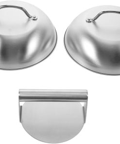 Ciieeo Flat Top Grill Burger Press and Basting Cover Set Stainless Steel Griddle Accessories for BBQ