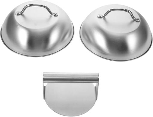 Ciieeo Flat Top Grill Burger Press and Basting Cover Set Stainless Steel Griddle Accessories for BBQ