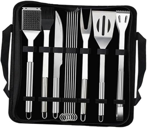 PRETYZOOM 12pc Stainless Steel BBQ Tools Set Grill Utensils Kit with Storage Bag for Barbecue Accessories
