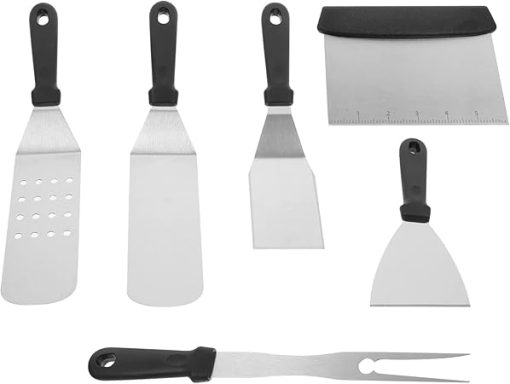 Grill 6-Piece Stainless Steel BBQ Tools All-in-one Grill Accessory Set for Outdoor Camping and Events