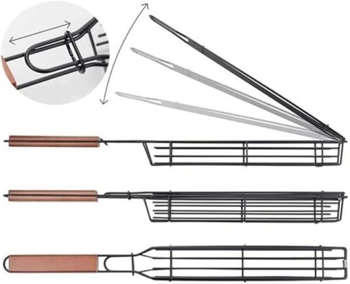 BBQ Grilling Basket Nonstick Barbecue Grill Basket Tools Grill Mesh for Meat Hamburger BBQ - Image 2