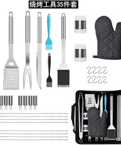 35pcs Stainless Steel BBQ Grill Tool Set, BBQ Grill Accessories Set, Heavy Duty Grilling Utensils Tools Set with Carrying Bag, BBQ Grill Accessory Kit for Outdoor Barbecu 2