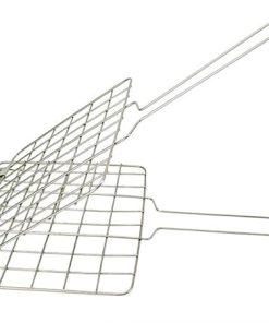 MaGiLL Barbeque Accessories, Grill Basket, Stainless Steel Barbecue Net Grilled Fish Clip Square BBQ Barbecue Mesh Portable Barbecue Tool for Cooking Fish Meat 29cm 25cm 48.5cm