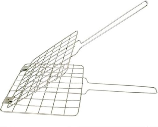 MaGiLL Barbeque Accessories, Grill Basket, Stainless Steel Barbecue Net Grilled Fish Clip Square BBQ Barbecue Mesh Portable Barbecue Tool for Cooking Fish Meat 29cm 25cm 48.5cm