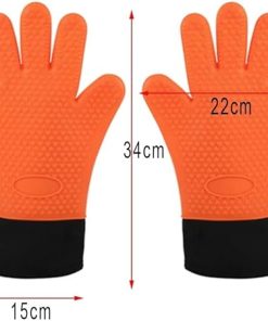 Long Oven Gloves Heat Insulated Finger Gloves Non-Slip Microwave Oven Mitts Gripper Pot Holder BBQ Baking Tool(C) 2