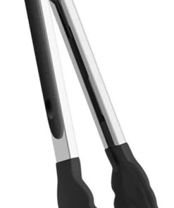 BBQ Tongs, BBQ High Temperature Resistant Nylon Food Clip Stainless Steel Bread Clip BBQ Clip Outdoor Cooking Accessories(7-inch Trumpet - bla)