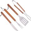 HANABASS 3 Sets Outdoor Grill Tools Set BBQ Tools Kit Tongs Fork Spatula Stainless Steel Cutting Spatula 4