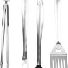 Stainless Steel Grilling Kit, Sturdy and, Hook for Placement, Complete BBQ Grill Tool Set for Camping and Parties 4