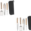 HANABASS 3 Sets Outdoor Grill Tools Set BBQ Tools Kit Tongs Fork Spatula Stainless Steel Cutting Spatula