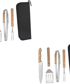 HANABASS 3 Sets Outdoor Grill Tools Set BBQ Tools Kit Tongs Fork Spatula Stainless Steel Cutting Spatula