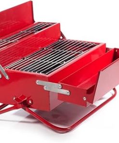 Suck UK BBQ Grill Tool Box Portable BBQ For Camping Stainless Steel Charcoal Retro Set In Toolbox Gifts For Men & Outdoor Dad Gifts Folding Accessories Travel