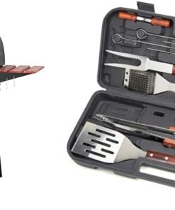 Royal Gourmet CC1830V 30 Barrel Charcoal Grill & Cuisinart CGS-W13 Wooden Handle Tool Set, Black, Deluxe Pizza Grilling Pack (13-Piece)