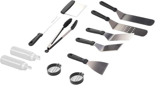 12Pcs Stainless Steel BBQ Tools Set, Grilling Kit Food Grade Material Outdoor Barbecue Grilling Utensils BBQ Grill Tool Set with Carrying Bag for Camping Barbecue For Men Women