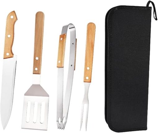 Grillers Grill Set BBQ Accessories - BBQ Tool Set 4pc Grill Accessories with Spatula, Fork, Clips & BBQ Tongs - Gifts for Dad Durable, Stainless Steel Grill Tools