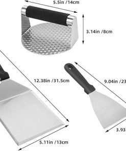 Milisten 1 Set Stainless Steel BBQ Grill Tool Essential Accessories for Outdoor Grilling Camping and Cooking Versatile Spatula Burger Press and More Easy to Clean Grilling Utensils 2