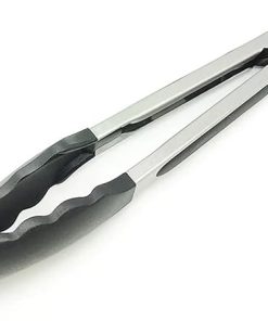 BBQ Tongs, BBQ 1Piece 9 Inch Food Tong Stainless Steel Grill Tongs Non-Slip BBQ Salad Grilling Tong Household Kitchen Cooking Tools Accessories(Black 1pc)