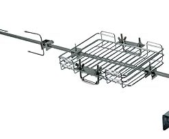 Rotisserie Basket Kit Universal Replacement Quick Install Portable Spit Grill Outdoor Camping BBQ Three Heights Adjustable Length Cooking Tool Roaster Fish Accessories Stainless Steel Chicken Fork