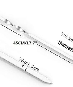 12 Pcs Thickened Stainless Barbecue Steel 17.7Inch Outdoor Barbecue Large Flat Sign Lamb Skewer BBQ Accessories 2