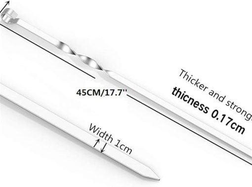 12 Pcs Thickened Stainless Barbecue Steel 17.7Inch Outdoor Barbecue Large Flat Sign Lamb Skewer BBQ Accessories - Image 2