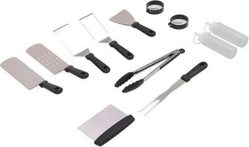 12Pcs Stainless Steel Grilling Kit, BBQ Grill Accessories Tools Set Food Grade BBQ Grill Tool Set for Camping Backyard Barbecue
