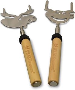 Ultimate S’mores Kit – 34-Inch Telescoping Stainless Steel Animal Shaped Head Marshmallow Roasting Sticks, S’mores Builders with Flashlights, Mini Portable Campfire Tin and Bag 2