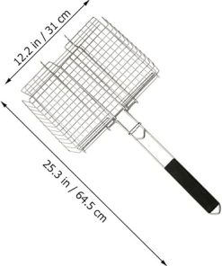 1Pc Folding Bbq Grill Rack Durable Outdoor Barbecue Tool for Fish Chicken and Vegetables Fire Resistant Compact Design for Easy Transport and Storage 2