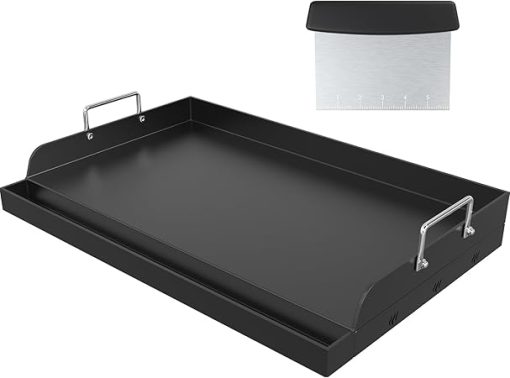 23＂×16＂ Nonstick Universal Griddle for Gas Grill, Muti-Purpose Cooking Cast Iron Griddle with Grease Groove, Pre-Seasoned Flat Top Plate Insert for Camping, Tailgating, Parties