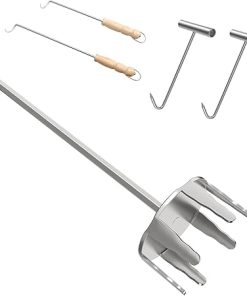 3 Inch Stainless Steel Pork Puller Used with Standard Hand Drill,with Stainless Steel T Meat Hooks and Food Flipper Turner Hooks,BBQ Cooking Utensil Tool Accessories