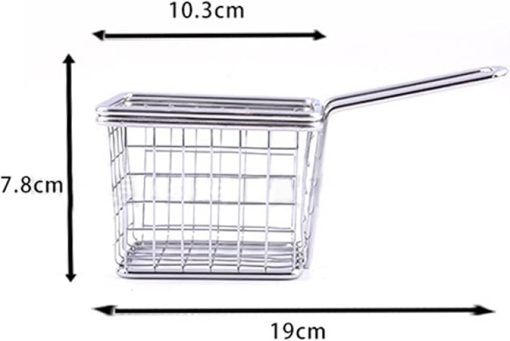 Fried Basket,SnackContainer,SnackHolder,Universal Grill BasketChip Basket Stainless Steel French Fries Deep Frying Fryer Basket Square Food Cooking Tool Kitchen Cooking Tools (Color : Silver) - Image 2