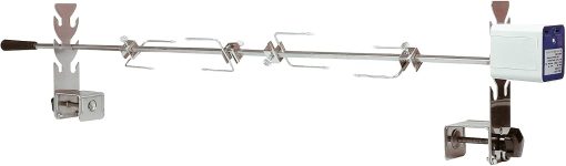 Rotisserie Kit Universal Replacement Quick Install Portable Spit Grill Outdoor Camping BBQ Three Heights Adjustable Length Cooking Tool Roaster Accessories Chicken Fork Heavy Duty Steel Motor (5078D)