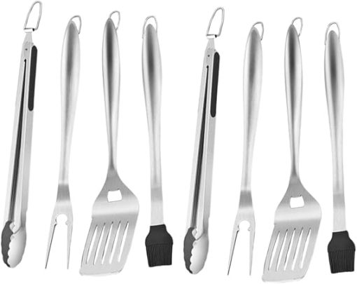 Happyyami 2 Sets Barbecue Tool Stainless Steel BBQ Tool BBQ Grill Tong Barbecue Accessories Barbecue Shovel BBQ Oil Brush BBQ Grilling Tools Barbecue Utensils Kits Multifunction Appliance