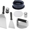 YARNOW Stainless Steel Burger Press Set Griddle Tools BBQ Grill Tool Set Cooking Brush Outdoor Grilling Kit