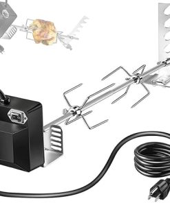 Grill Rotisserie Kit, Stainless Steel BBQ Rotisserie Kit, with Electric Barbecue Motor, for Pig Rotisserie Hog Lamb Outdoor Party Campfire