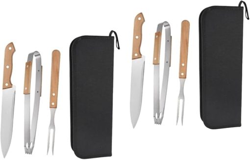 Mipcase 2 Sets Grill Set Utensils BBQ Tool Fork Tong Stainless Steel BBQ Tools Multi-Functional Grill Accessories