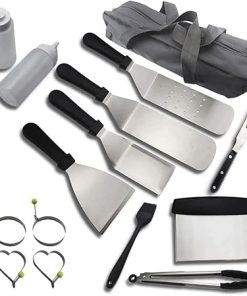 BBQ Grill Accessories Set 15 Pieces Set with Carry Bag Camping Grilling Accessories for Outdoor BBQ, Kitchen