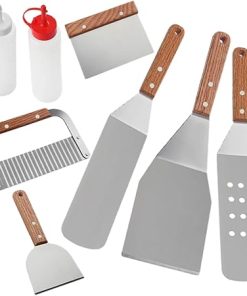 Grill Tool Set BBQ Utensils Stainless Steel Wooden Handles Perfect for Outdoor Cooking